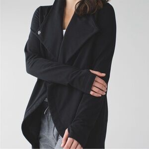 Lululemon Thats A Wrap Jacket Womens 8 Black Stretch Open Front Snap Cardigan